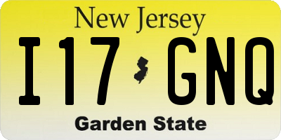 NJ license plate I17GNQ