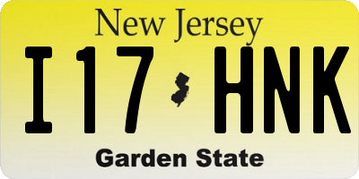 NJ license plate I17HNK