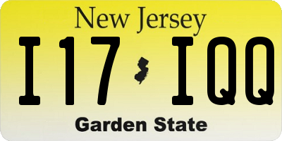 NJ license plate I17IQQ