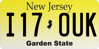 NJ license plate I17OUK