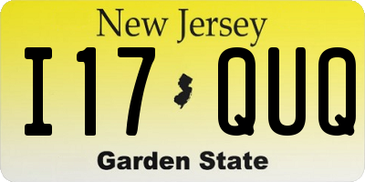 NJ license plate I17QUQ
