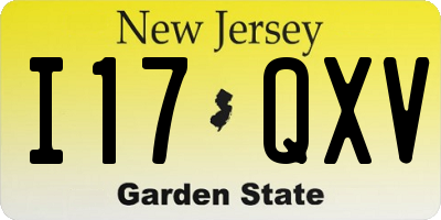 NJ license plate I17QXV