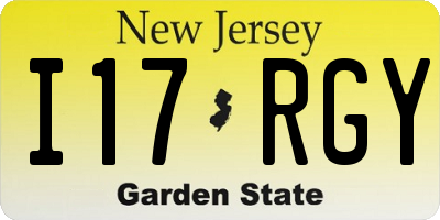 NJ license plate I17RGY