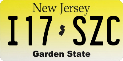 NJ license plate I17SZC