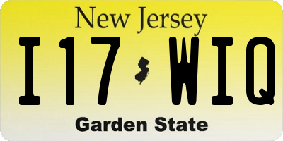 NJ license plate I17WIQ