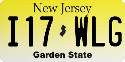 NJ license plate I17WLG