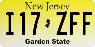 NJ license plate I17ZFF