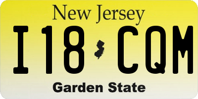 NJ license plate I18CQM
