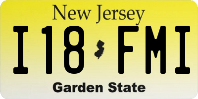 NJ license plate I18FMI