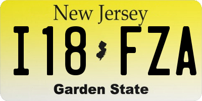 NJ license plate I18FZA