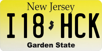 NJ license plate I18HCK