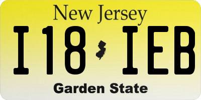 NJ license plate I18IEB