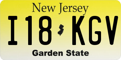 NJ license plate I18KGV