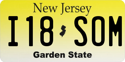 NJ license plate I18SOM