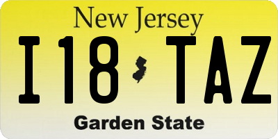 NJ license plate I18TAZ