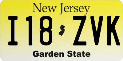 NJ license plate I18ZVK