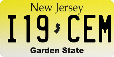 NJ license plate I19CEM