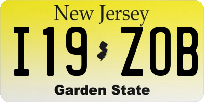 NJ license plate I19ZOB