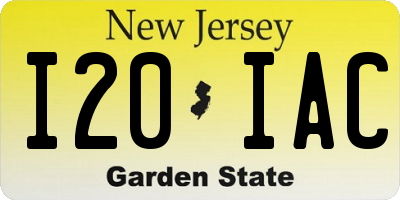 NJ license plate I20IAC