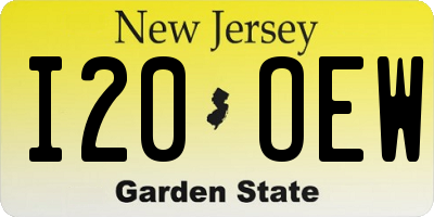 NJ license plate I20OEW
