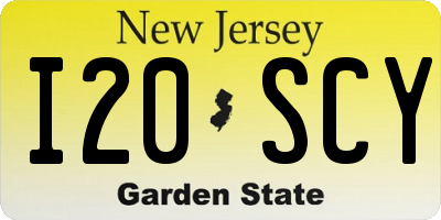 NJ license plate I20SCY