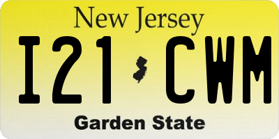 NJ license plate I21CWM