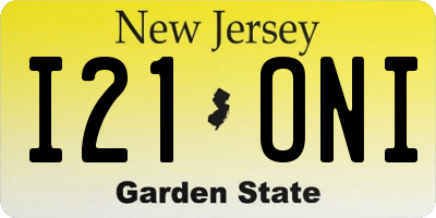NJ license plate I21ONI