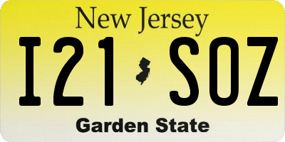 NJ license plate I21SOZ