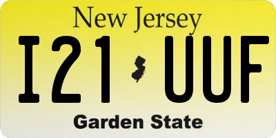 NJ license plate I21UUF