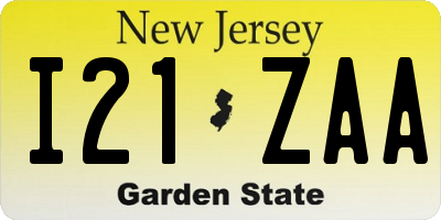 NJ license plate I21ZAA