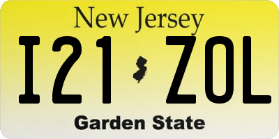 NJ license plate I21ZOL