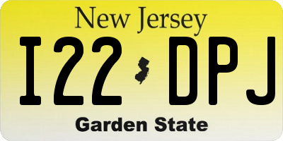 NJ license plate I22DPJ