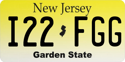 NJ license plate I22FGG