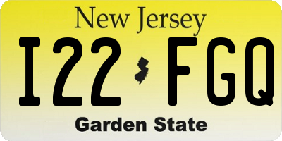 NJ license plate I22FGQ