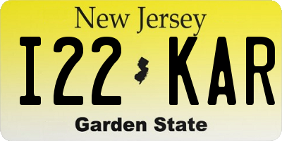 NJ license plate I22KAR