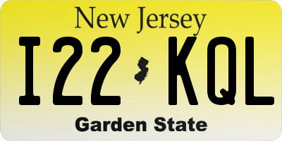 NJ license plate I22KQL