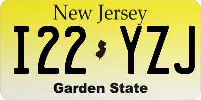 NJ license plate I22YZJ