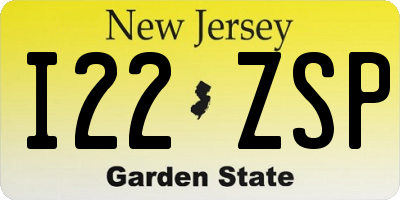 NJ license plate I22ZSP