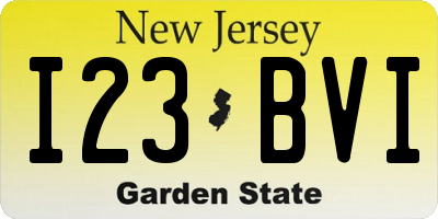 NJ license plate I23BVI