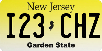 NJ license plate I23CHZ