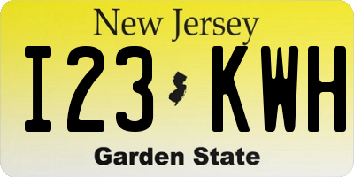 NJ license plate I23KWH