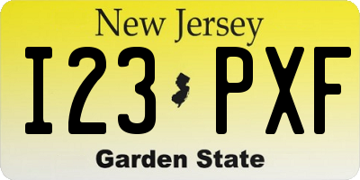 NJ license plate I23PXF