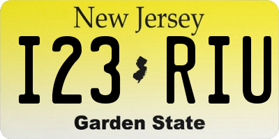 NJ license plate I23RIU