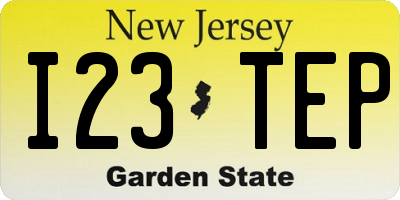 NJ license plate I23TEP
