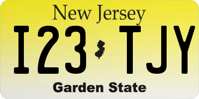 NJ license plate I23TJY