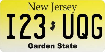 NJ license plate I23UQG