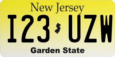 NJ license plate I23UZW