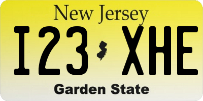 NJ license plate I23XHE