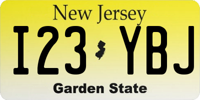 NJ license plate I23YBJ