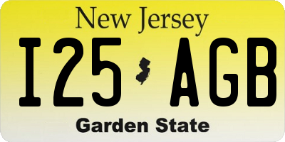 NJ license plate I25AGB